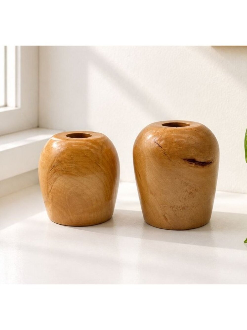 Handcrafted Small & Medium Wooden Vases - Rustic Decor - Natural Finish - Signed